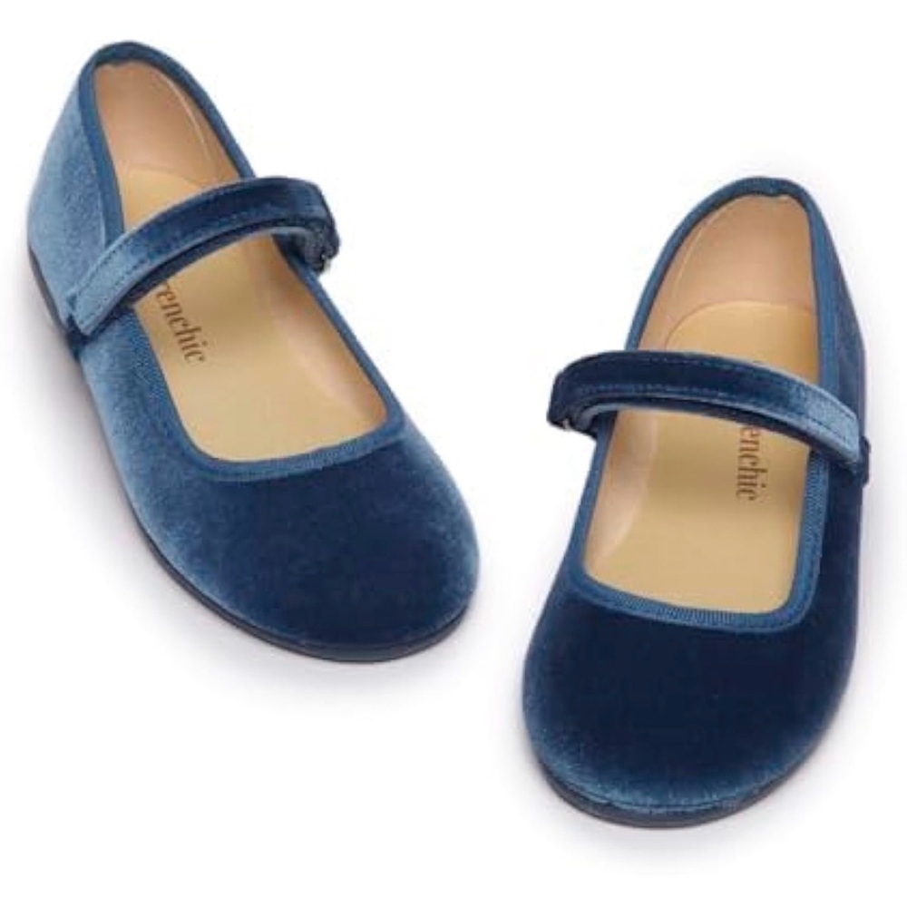 Childrenchic Blue Velvet Maryjane Dress Shoes